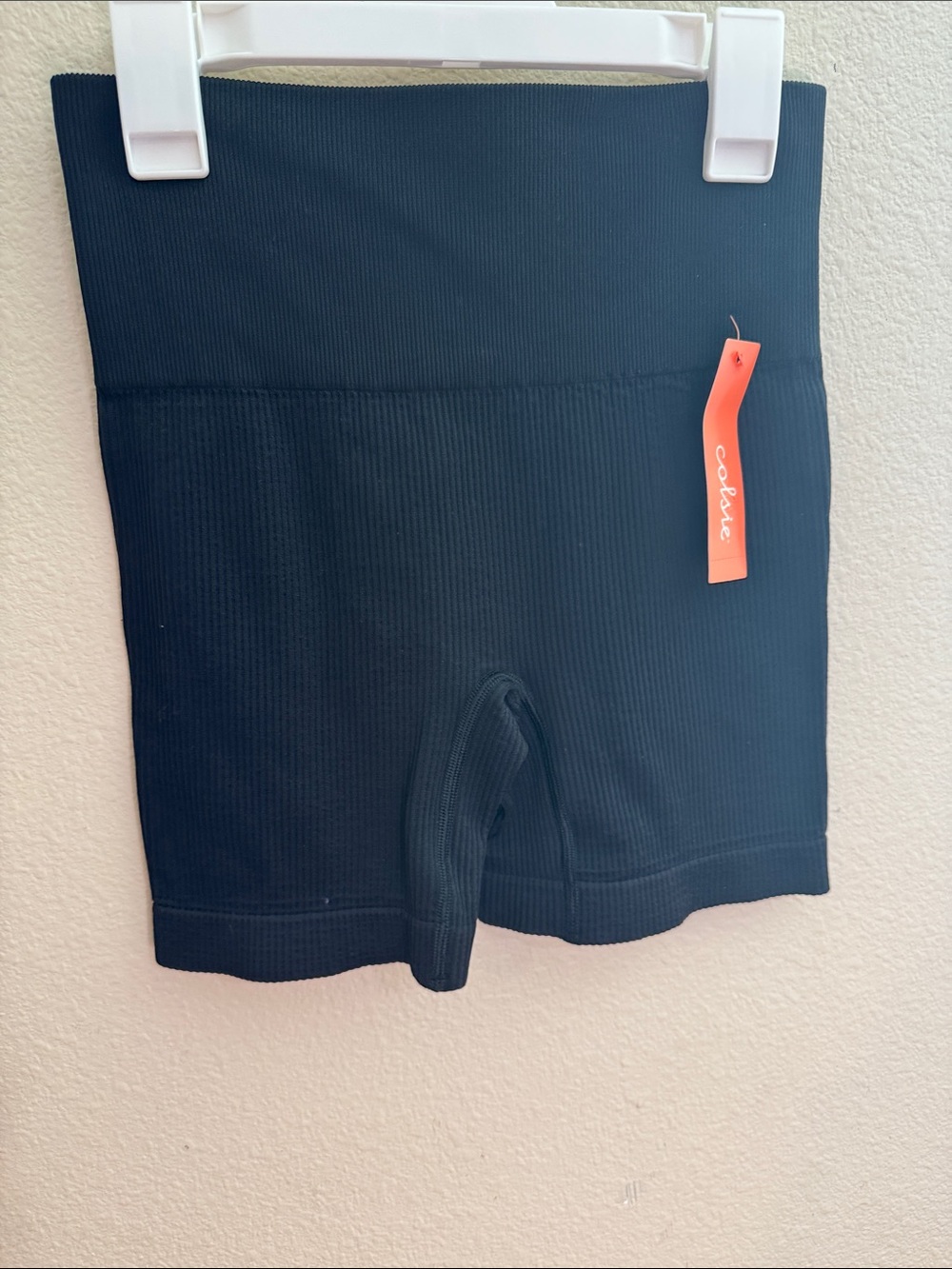Colsie Black Ribbed High-Rise Athletic Bike Shorts